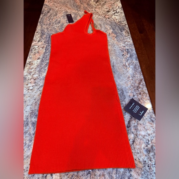 ✨ Lulus Red Ribbed One-Shoulder Bodycon Dress – Size M Like New! ✨ - Picture 5 of 12